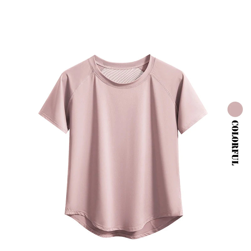 DRUR ヨガトップス スポーツウェア レディース ジムシャツ 通気性 速乾 半袖 ワークアウト Tシャツ ジョガー ランニング Tシャツ ヨガウェア 新作
