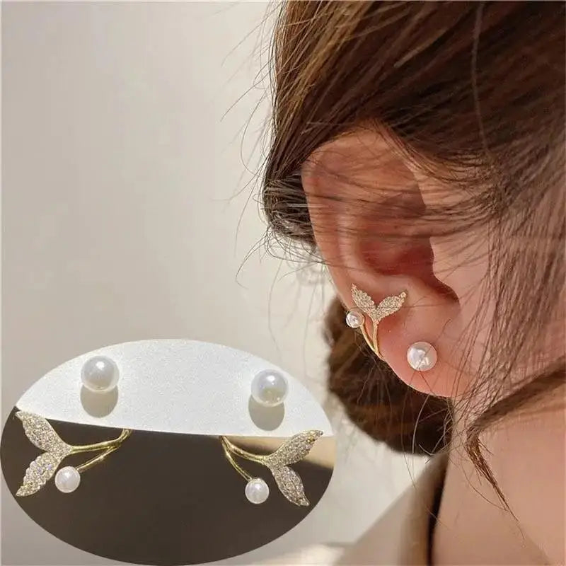 925 Silver Needle Korean Fashion Bowknot Tulip Earrings For Women Jewelry 2025 Trending New Women's White Flower Earrings Brinco