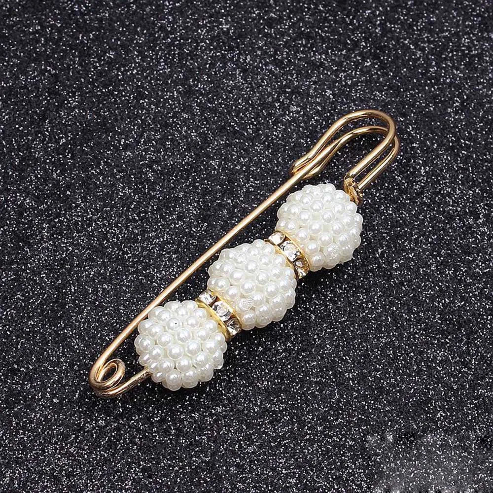 Lapel Pin Women Simulated-Pearl Pendant Pins Crystal Rhinestone Brooch For Woman Scarf Buckle Clips Hat Clothes Multipurpose Pin