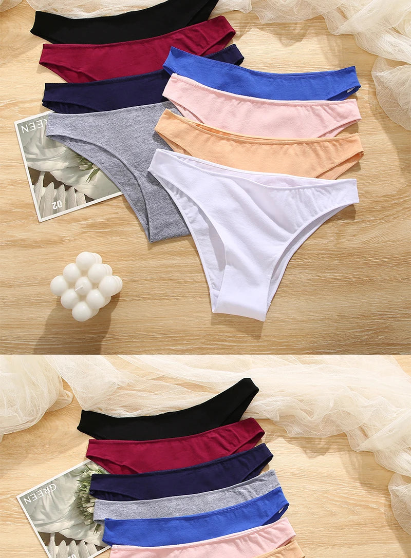 FINETOO 5PCS/Set M-XXL Panties Women Cotton Lingerie Woman Underwear Sexy Femme Underwear Girls Underpant Panty 7 Solid Colors