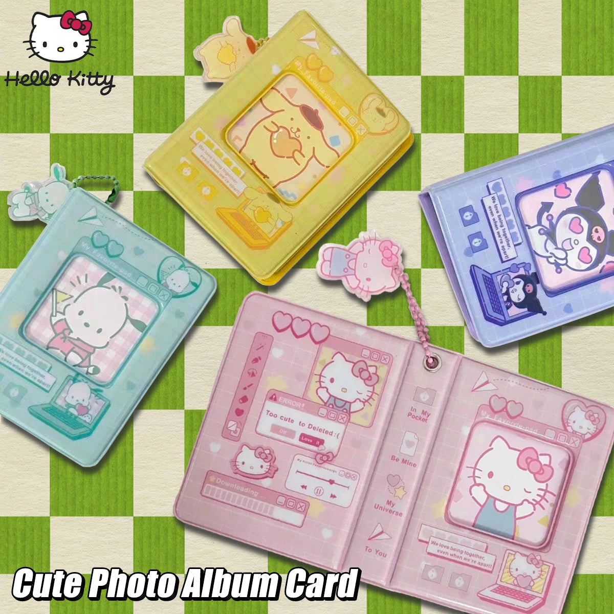 3Inch Sanrio Hello Kitty Photo Album Card Kawaii Kuromi Cinnamoroll Melody Card Storage Holder Cards Collect Mini Toys Gifts
