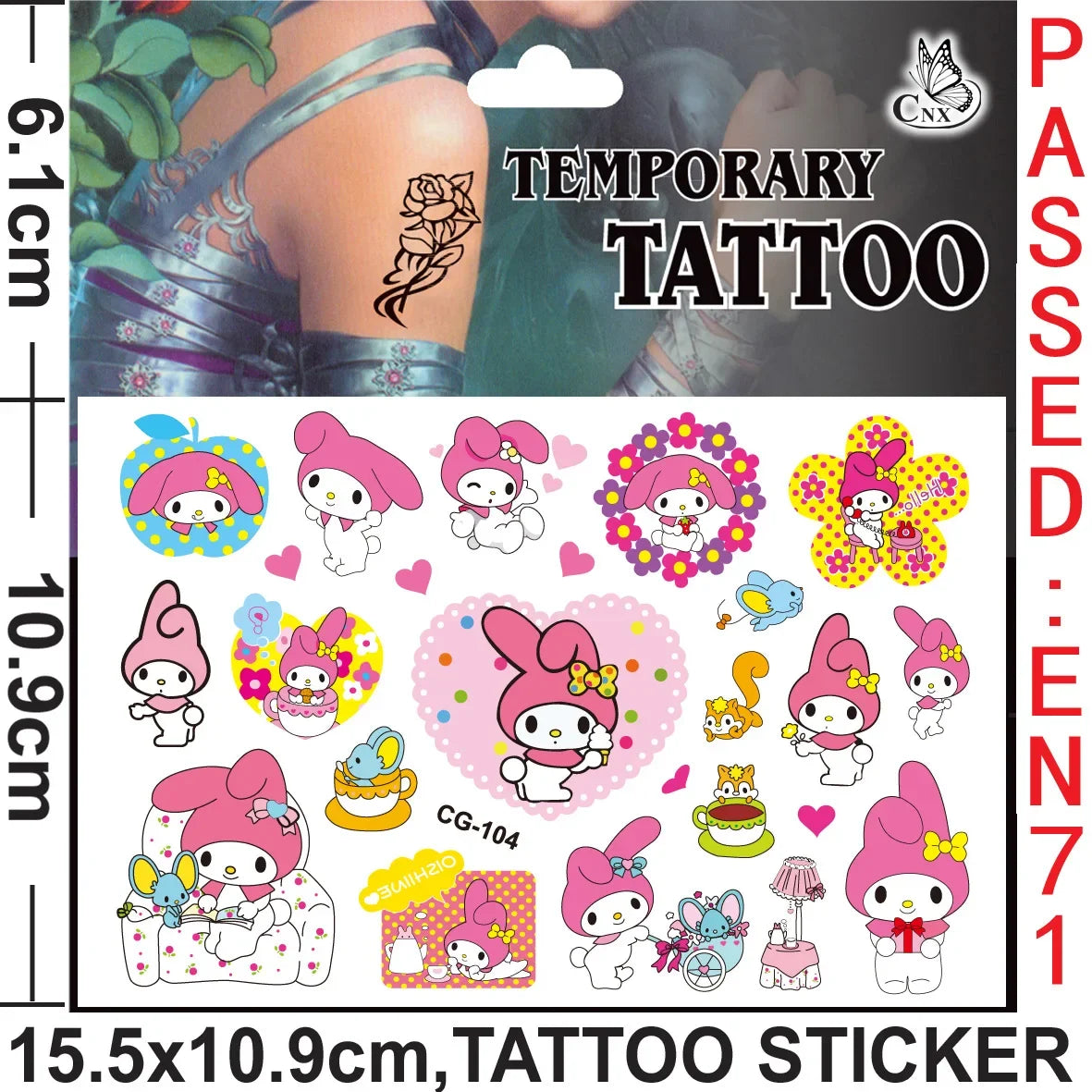 Sanrio series Tattoo Stickers Waterproof Cute Sticker Anime Birthday Party Supplies Decoration For Kids Women Men Gift