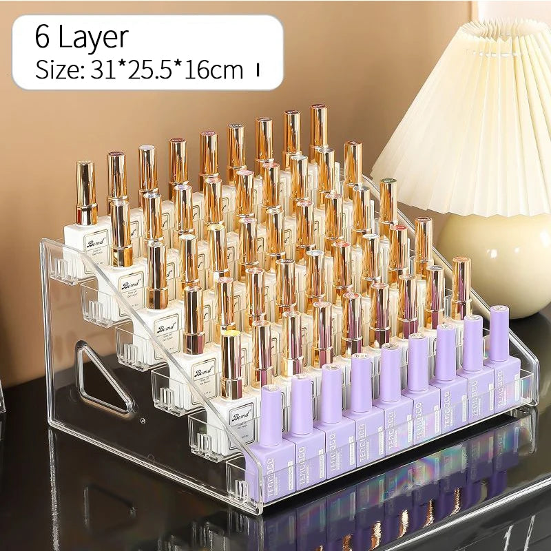 3/4/5/6/7 Layers Acrylic Nail Polish Display Rack Transparent Cosmetic Organizer Multi-layer Simple Mounting Rack Stand Holder