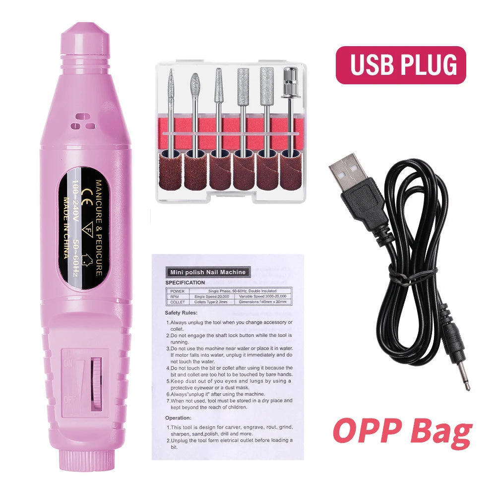 LINMANDA 6 in 1 電動ネイルドリルキット ネイルポリッシャー マニキュア ポータブルネイルファイル ネイルドリル機器 ペンツール マシン
