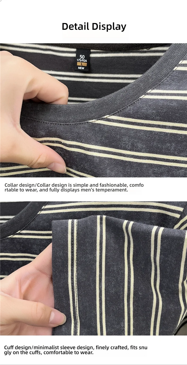 Top Grade Yarn Dyed New Summer Tops Striped Designer Tshirt Men 2025 Round Neck Brand Short Sleeve Casual Fashion Men Clothing