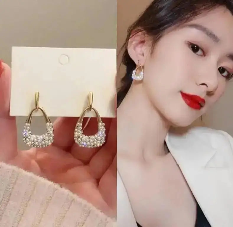 925 Silver Needle Korean Fashion Water Drop Pearl Earrings For Women Jewelry 2025 Trending New Women's Elegant Palace Earrings