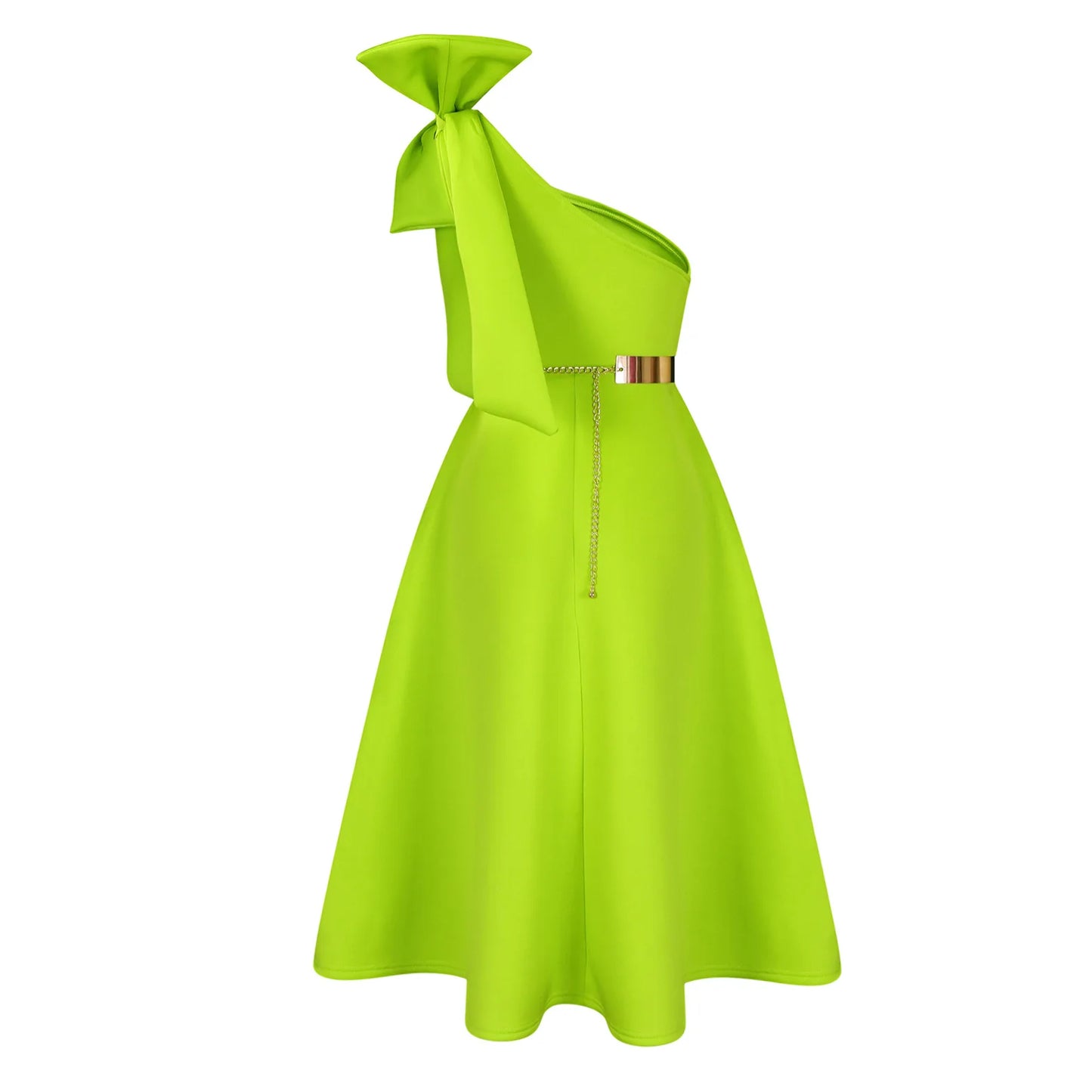 French One Shoulder A Line Pleated Birthday Party Dresses Women Bow Sleeveless Belt Large Skirt Elegant Women's Party Dress