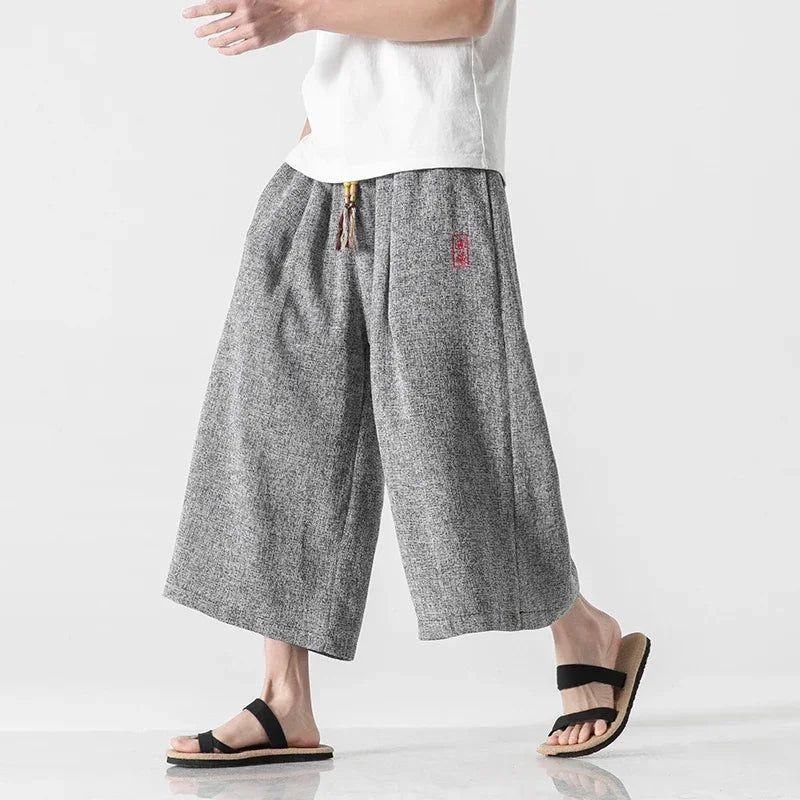 Japan Style Kimono Pants Men Bath Pant Japanese Samurai Harajuku Casual Loose Mens Shorts Yukata Wide Leg Trousers Plus Size 5XL