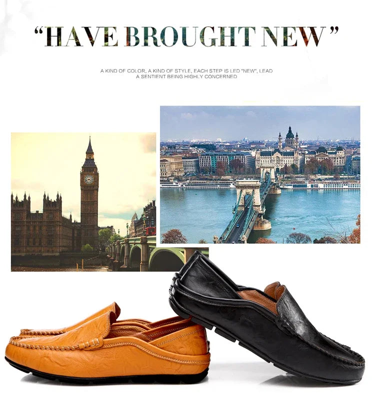 Men Loafers 2024 New Leather Shoes Men‘s Casual Shoes Moccasins Breathable Sneakers Men Driving Shoes Comfort Flats Plus Size 46
