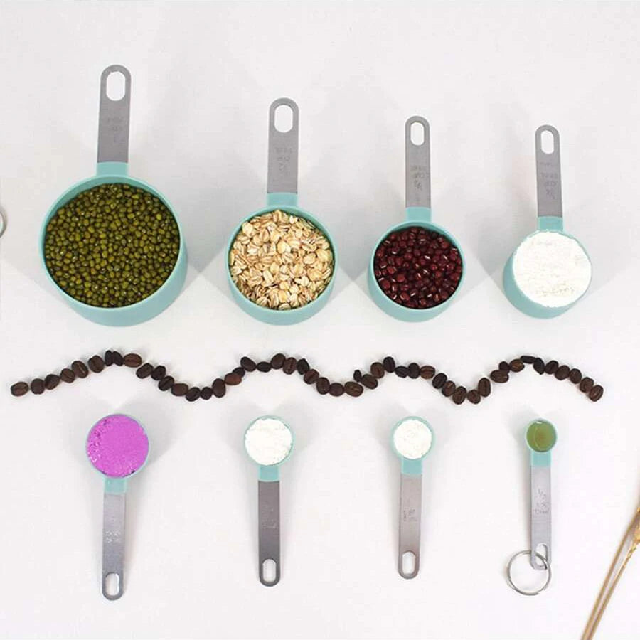 4PCS/8PCS plastic measuring cup Spoon Set Stainless Steel handle Kitchen Baking Tools Accessories Weighing gadgets