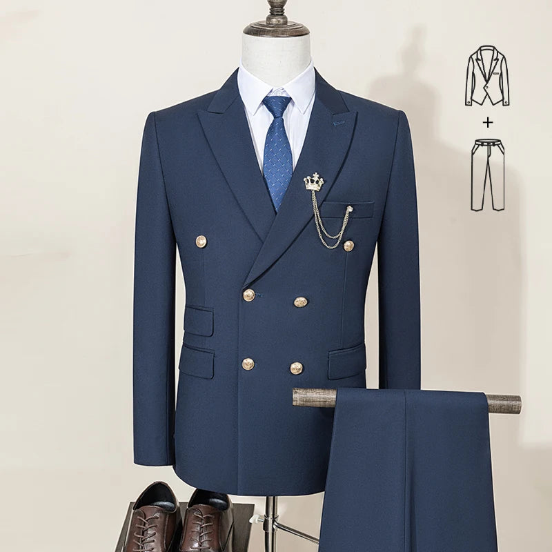 ST Cassy High Quality Men's Suit black Fashionable and Casual Slim Fit Male Groom Wedding Blazers Party Dress Jacket Coat Pants