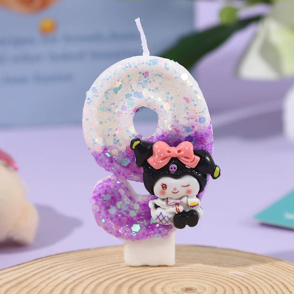 Kawaii Kuromi Birthday Candle Sanrio Purple 0-9 number Candles Birthday Cake Decoration Anniversary Party Candles Scene supplies