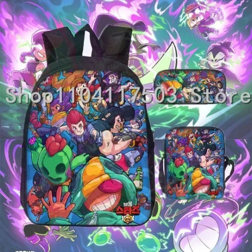 Anime Figures 3Pcs Backpack Set Kawaii Schoolbag Cartoon Mochila Anime Large Capacity 16 inch Bags Birthday Gifts