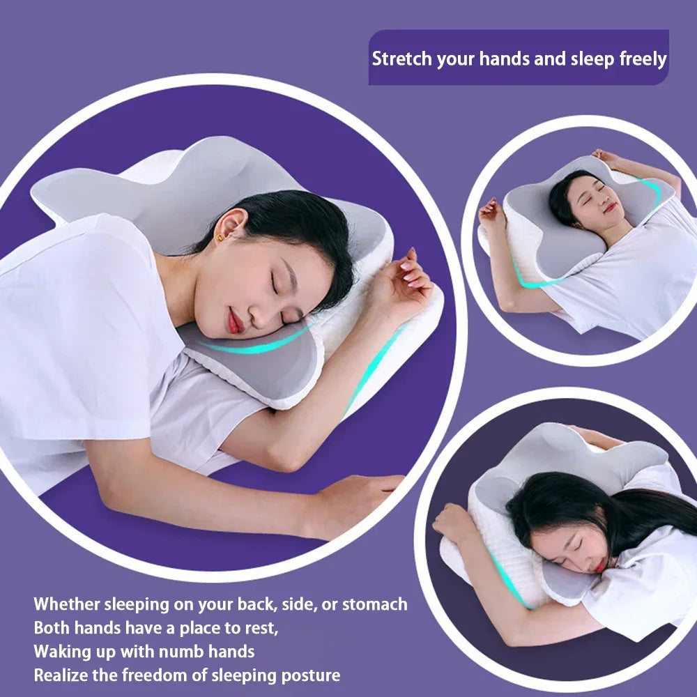 メモリーフォーム枕、スローバウンスネックピロー、痛み緩和、睡眠枕