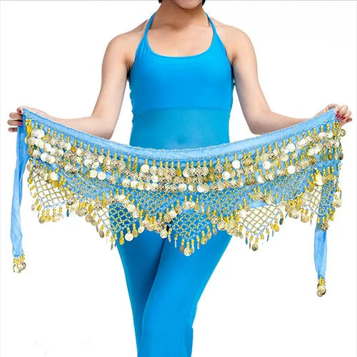 New Style Top Selling Belly Dance Waist Chain Hip Scarf Bellydance Coins Belt Dancing Waist Belt Dancer's Accessories