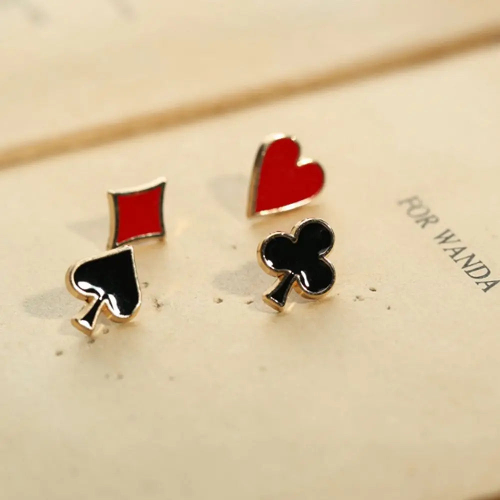 4pcs/set Popular Zinc Alloy Poker Broche Brooch Badges Small Poker Cufflinks Pins Brooches for Women Men Shirt Collar Accessory