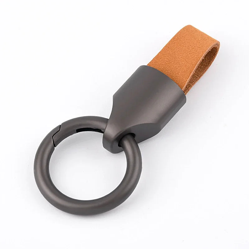 New Cowhide Leather Keychains for Women Men Waist Belt Buckle Carabiner Car Pendant Key Chains Rings Keyring Bag Gifts