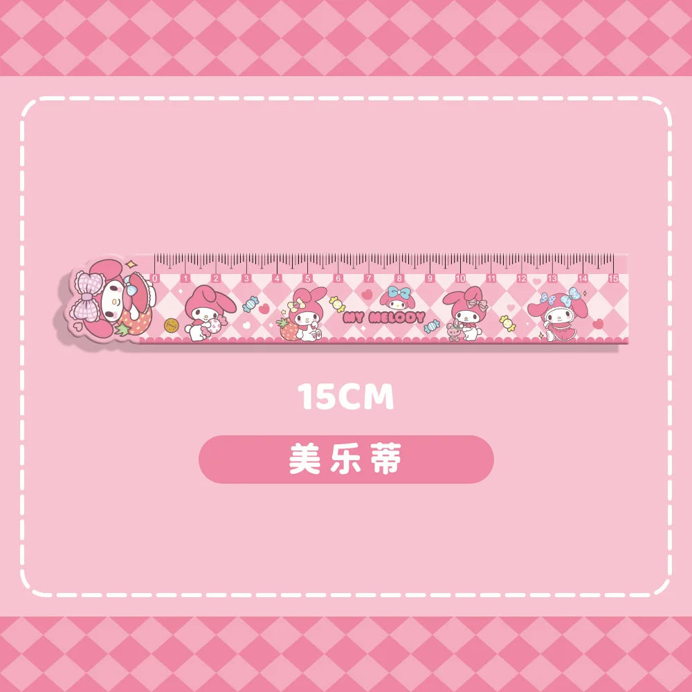 Sanrio Hello Kitty Ruler Anime Cinnamoroll My Melody Learning Measuring Ruler Cute Girl Heart Learning Stationery Kawaii Gift