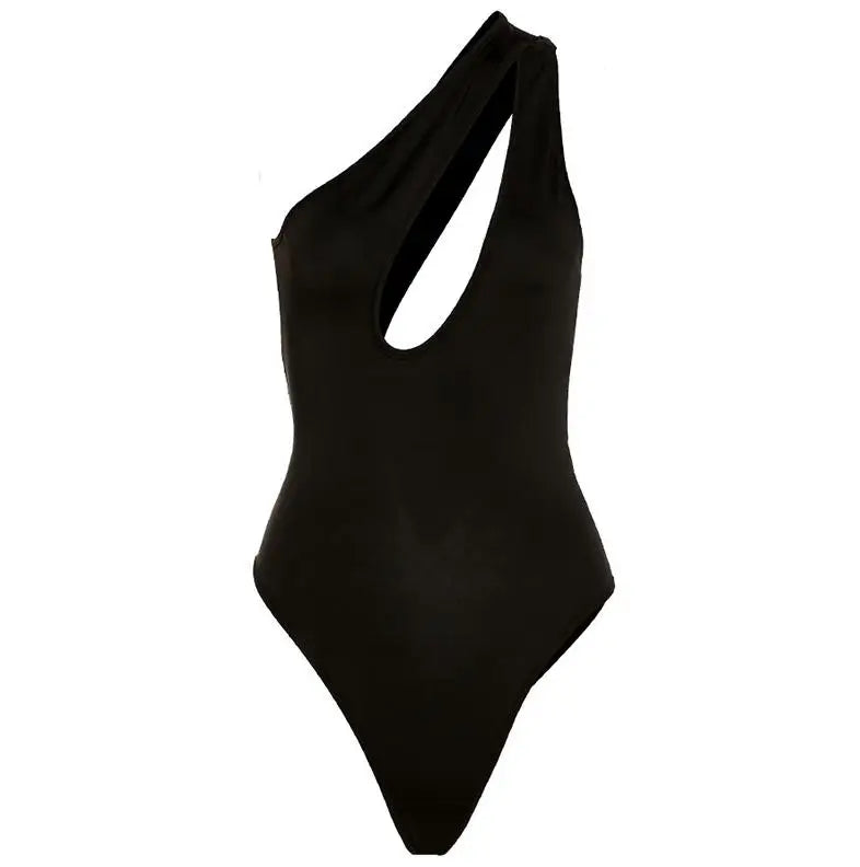 Y2k Summer Sexy Woman Clothes Black Bodysuit One Shoulder Bodycon Sexy Women Cut Out Ladies Overalls Tops Body Femme Bodysuits