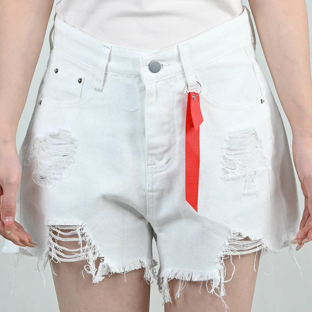Summer Women's Denim Shorts Fashionable Sexy High-Waist Loose Pocket Tassel Hot Pants Female Casual Streetwear Short