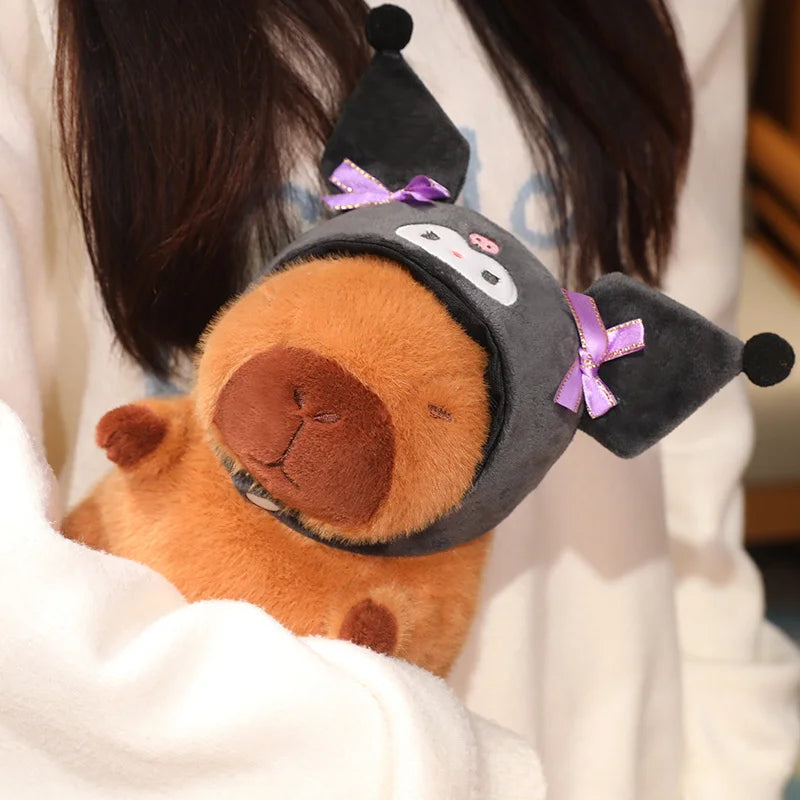 Capibara Plushies Doll Disney Stitch Pikachu Kuromi Lucifer Cat Hat Capybara Plush Toy Cartoon Stuffed Animal Doll Xmas Gifts