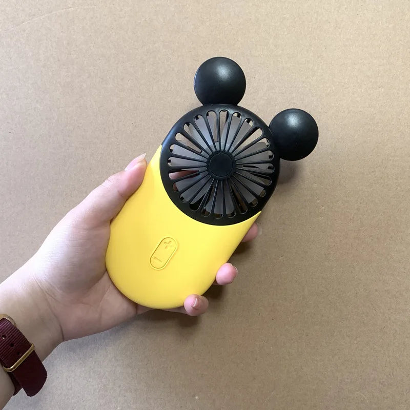 Kawaii Disney Mickey Mouse Handheld Fan Cartoon Usb Charging Small Fan Mini Portable Pocket Handheld Fan Led Light Birthday Gift