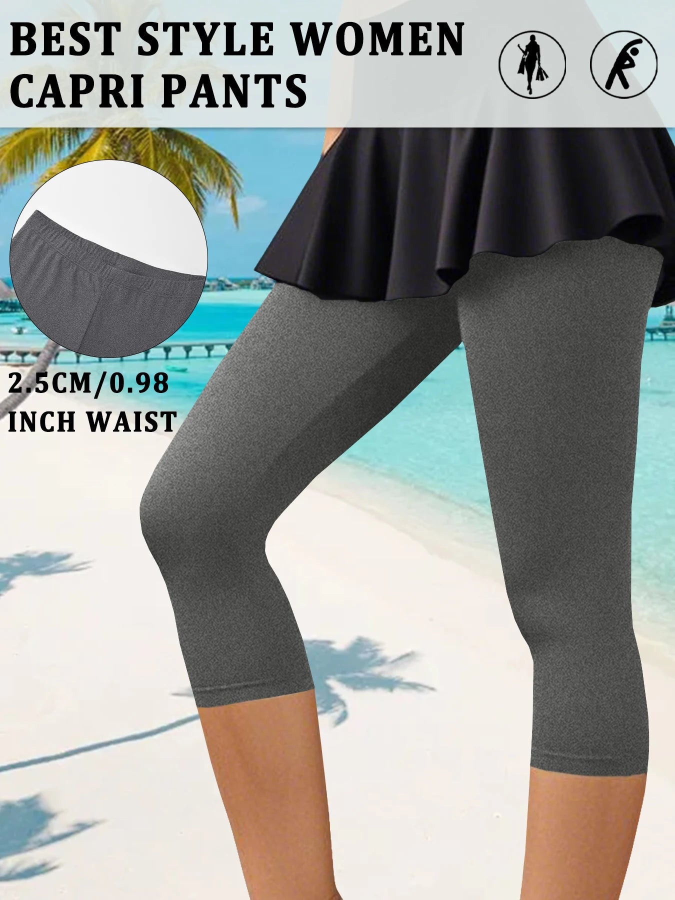Women's Super Soft Capri Pants High Stretchy Breathable Pants No See Through Workout Running Yoga Athletic Pants Gym Leggings