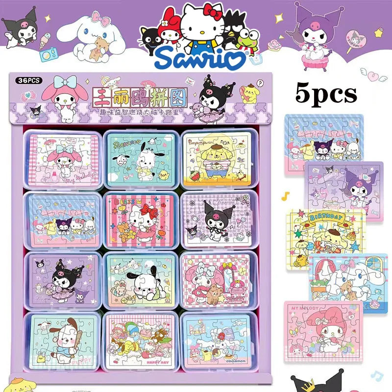 Sanrio Puzzle Kuromi Cinnamoroll Assembly Game Early Learning Educational Cartoon Hellokitty My Melody Toys Kids Gift