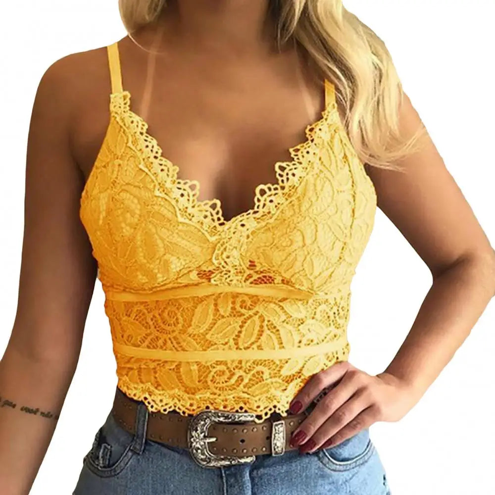 Plus Size 3XL Vest Tank Women Lace Sexy Camisole V Neck Tank Top Underwear Vest Candy Color Bralette Clothes