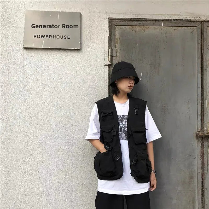 Loose ex Oversized keted Workwear Vest Street Sle Spor Svel Jaet for Men And Women Summer Casual Wear