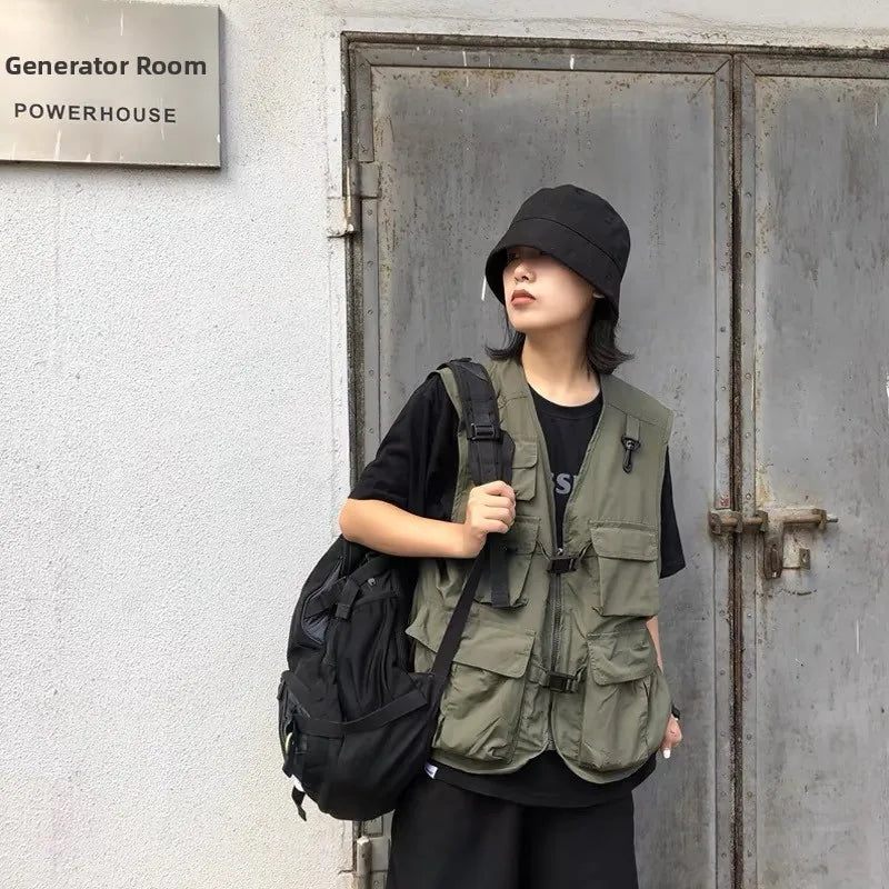 Loose ex Oversized keted Workwear Vest Street Sle Spor Svel Jaet for Men And Women Summer Casual Wear