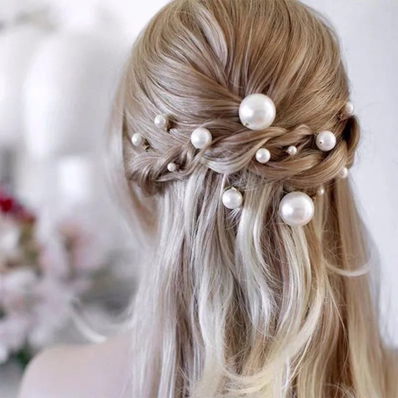 Bridal Wedding Hair Accessories Rhinestone Hair Pins Forks for Women Pearl Hairpins Bride Headpiece Party Jewelry Gift Dropship
