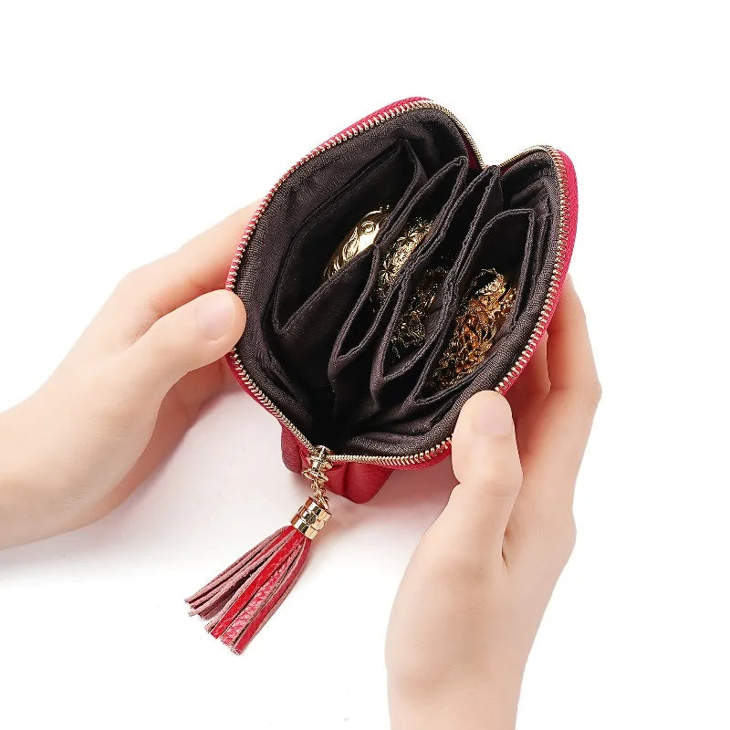 Luxury Jewelry Organizer Bag for Women Genuine Leather Earring Pouch Ring Storage Bag Travel Jewelry Case for Necklace Pendant