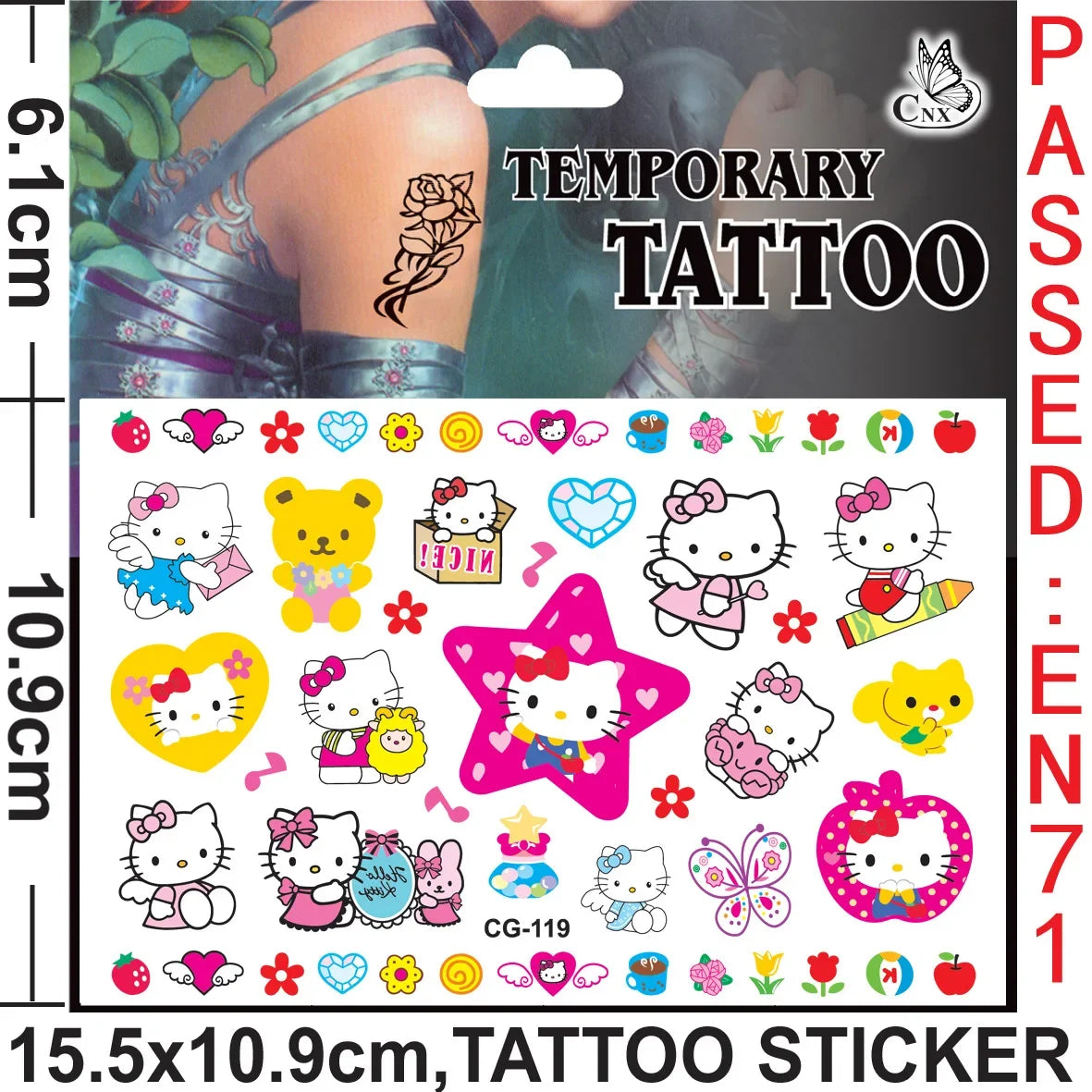 Sanrio series Tattoo Stickers Waterproof Cute Sticker Anime Birthday Party Supplies Decoration For Kids Women Men Gift