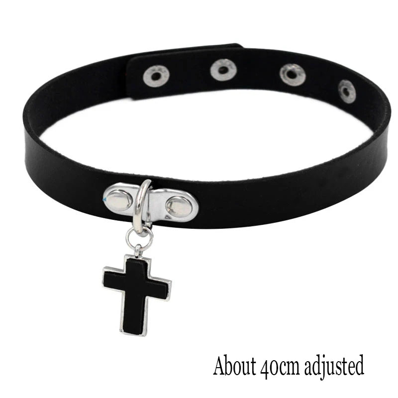Woman Black Bat Punk Choker Collar Necklace Sexy PU Leather Heart Lock Key Spike Gothic Cosplay Accessories Party Jewelry New
