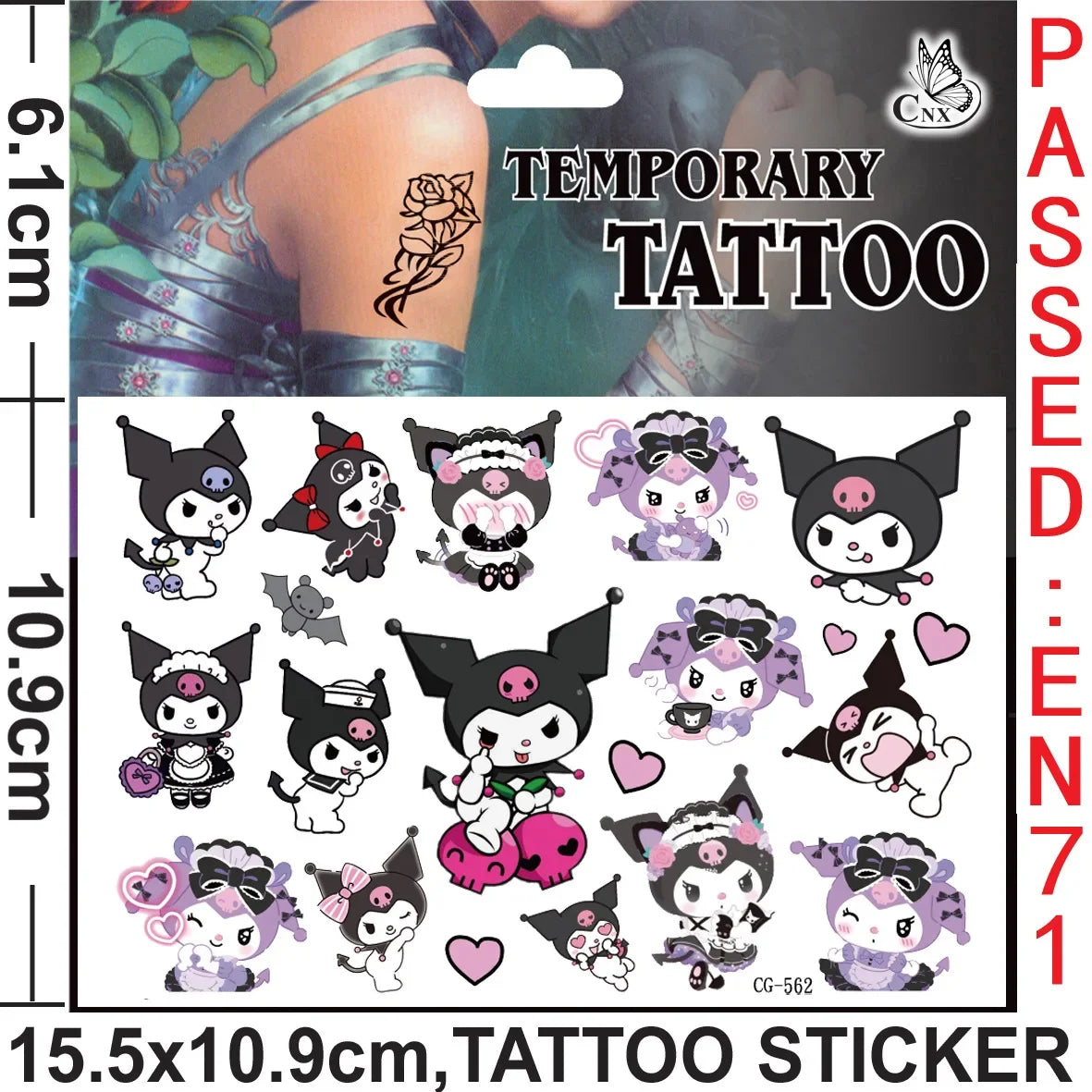 Sanrio series Tattoo Stickers Waterproof Cute Sticker Anime Birthday Party Supplies Decoration For Kids Women Men Gift