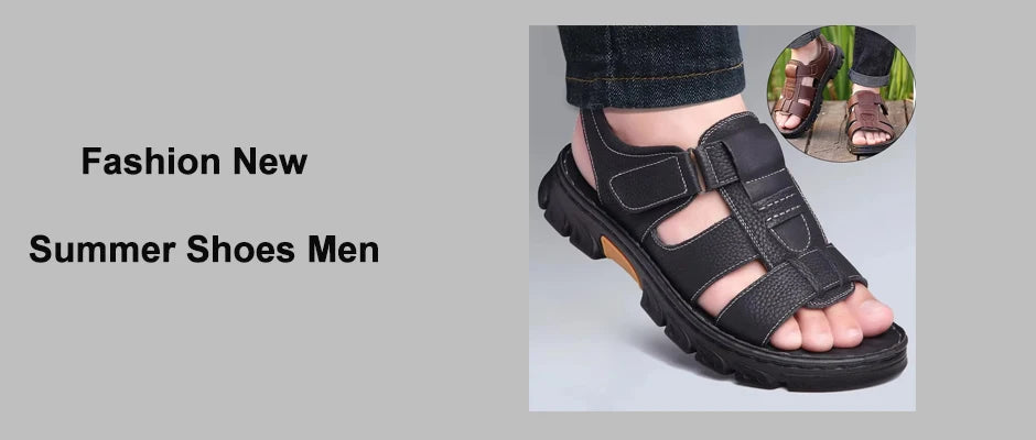 Sandals for Men Slippers Genuine Leather Luxury Brand Fashion Men Flats Casual Non-slip Beach Sandalia Zapatos Hombre 2024