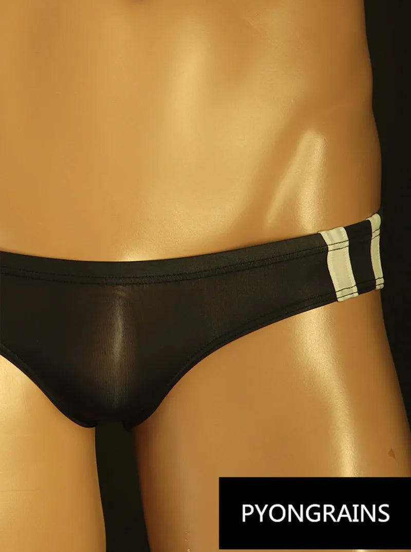 Sexy Men's T Pants Thin Breathable High Elasticity Bikini Ice Silk Men's Thong U Convex Antibacterial jockstrap thongs