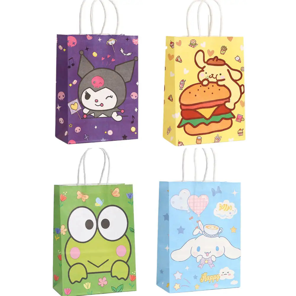 2/4/6/12/20pcs Sanrio Series Kuromi 21x15x8cm Kraft Paper Bag Anime Cartoon Print Children Party Supplies Candy Gift Bag Handbag