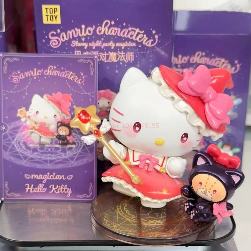 Anime Sanrio Character Starry Night Party Magician Series Blind Box My Melody Kuromi Hellokitty Piano Cute Toy Doll Gift