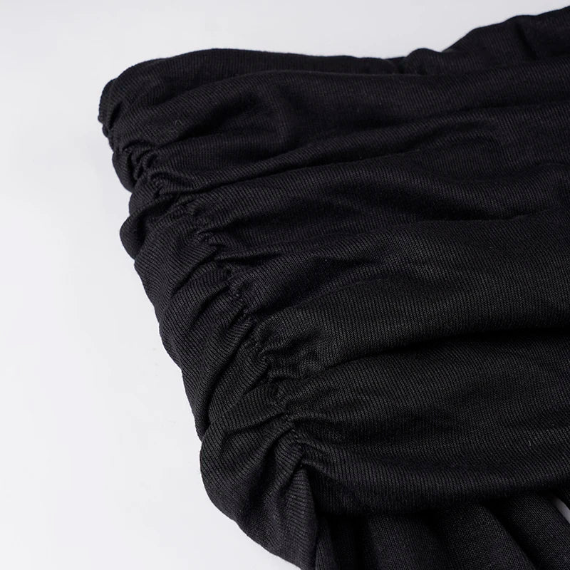 SUCHCUTE Elegant Off Shoulder Ruffles Split Long Dress Black Fashion Long Sleeve Party Dresses Women Beach Vacation Outfits 2024