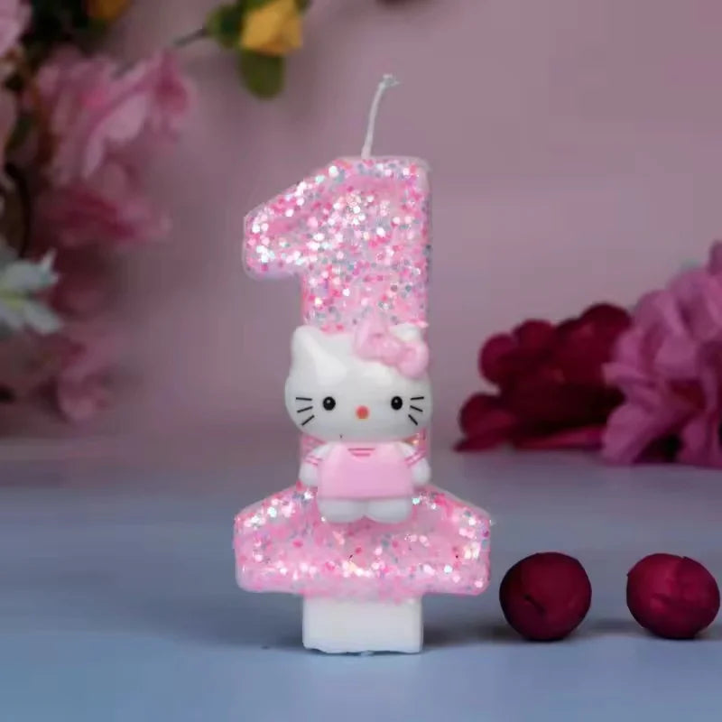 Sanrio Cute Hello Kitty Fun Digital Candles Creative Kawaii Cartoon Pattern Party Decoration Supplies Birthday Cake Accessories