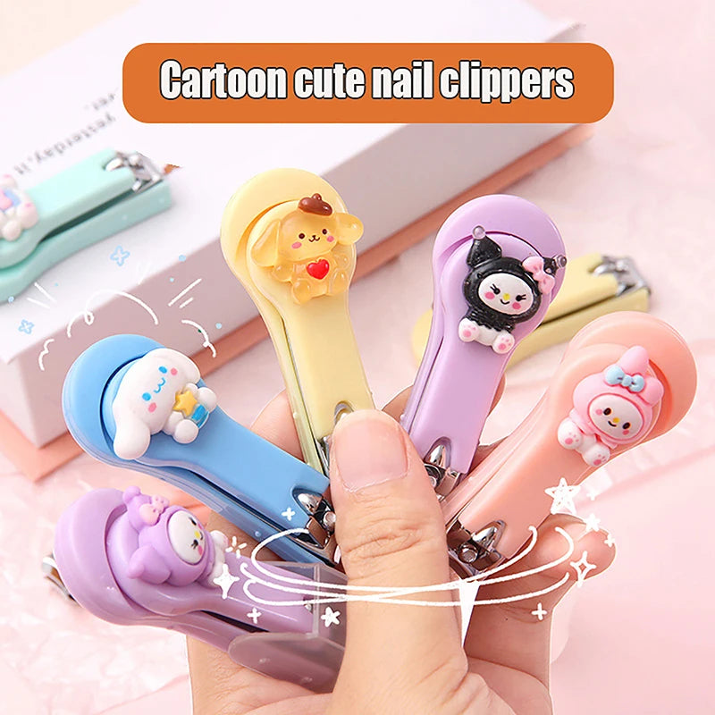 Cute Cartoon Nail Clippers Kawaii Cinnamoroll Hello Kitty Kuromi Melody Nail Clipper Folding Nail Clippers Nail Beauty Tools