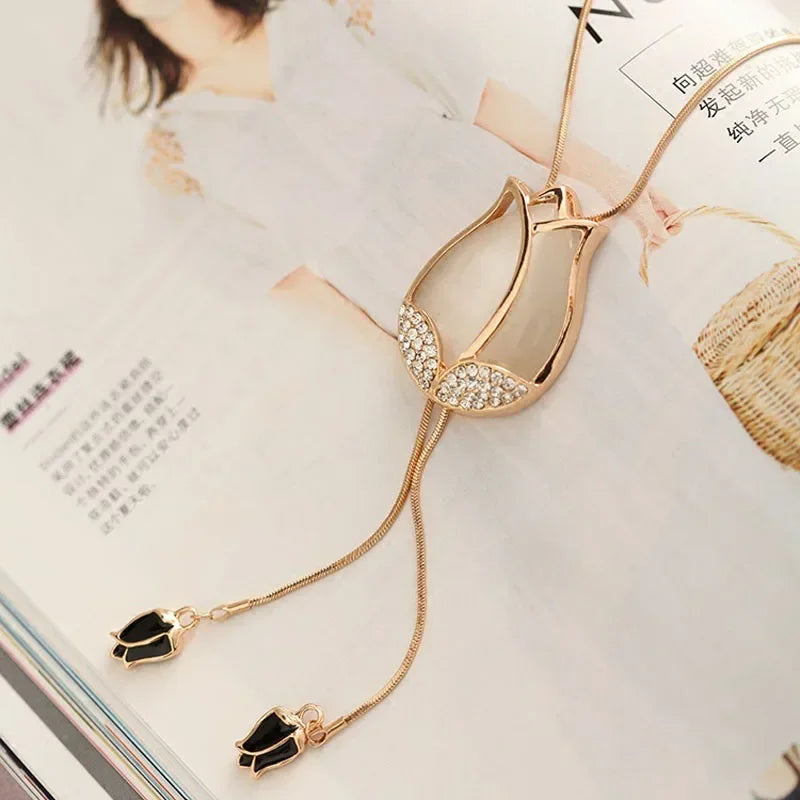 FSUNION 2025 New Elegant Simulated Pearl Choker for Women Silver Color Chain Long Necklaces Pendant Fashion Jewelry Accessories