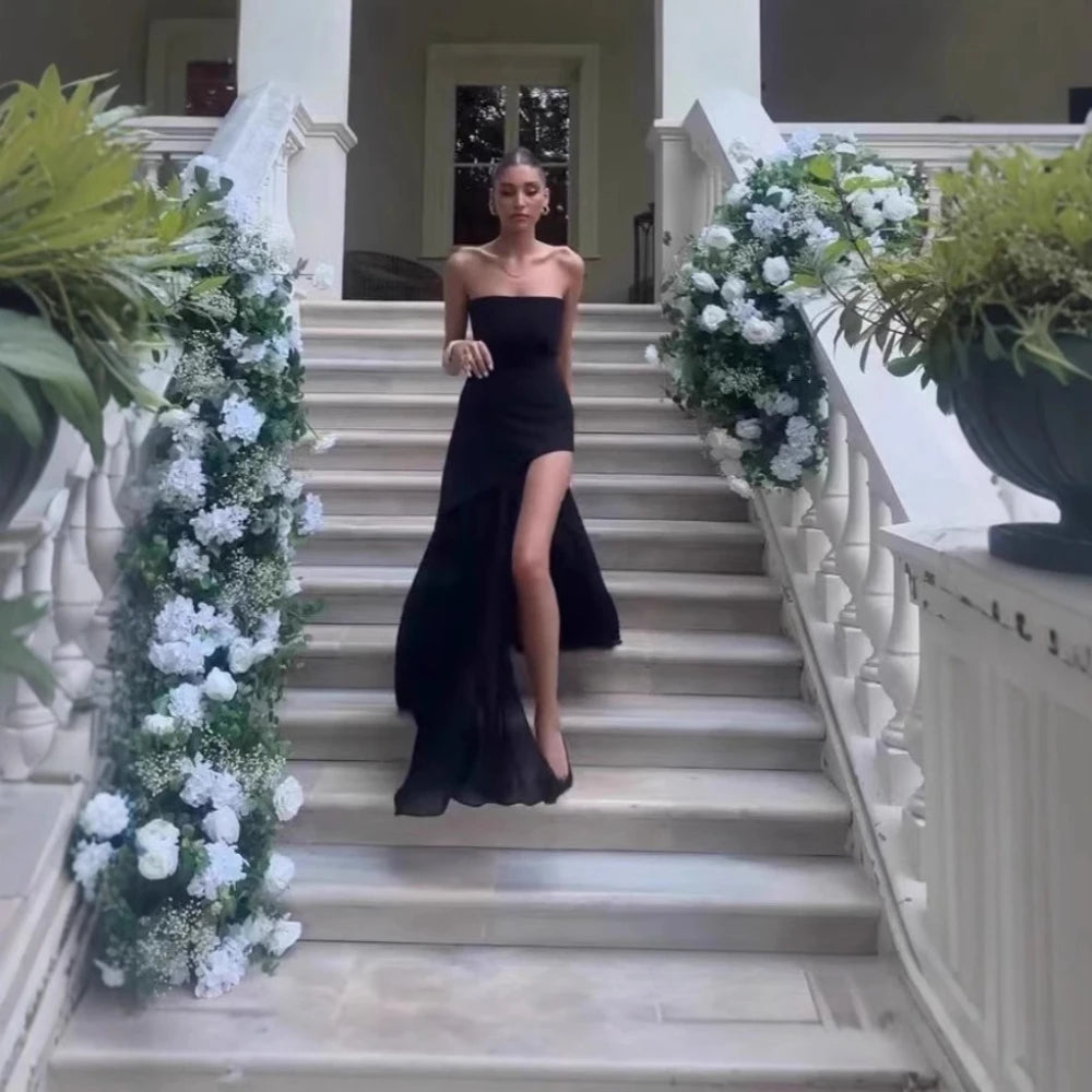 Suninheart Summer Long Dress Elegant 2025 New Arrivals Strapless Chiffon Dress with Scarf Sexy Party Dresses Women