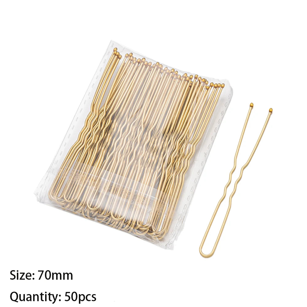 50pcs 50/60/70mm Hair Pin And Clips U Shape For Headpiece Women Girls Hairpins Accessories Bride Wedding Head Jewelry Decoration