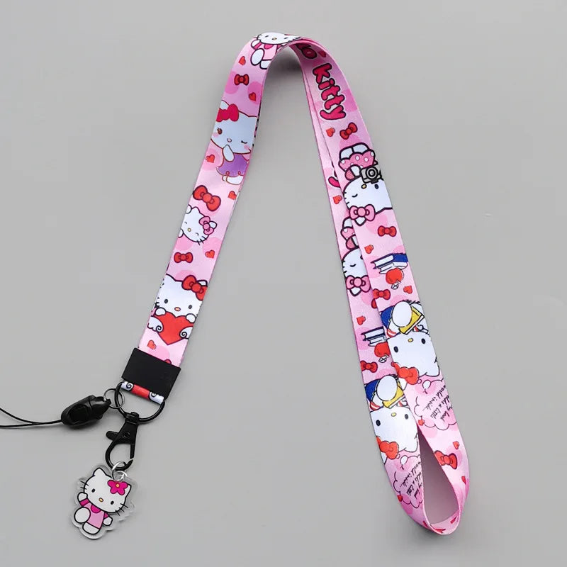 Cute Sanrio Characters Cosplay Accessories Cartoon Neck Strap Lanyard with Phone Strap and Card Holder