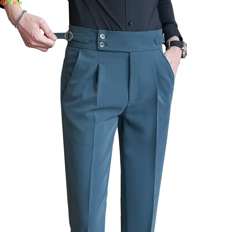 Men's Suit Pants, Fashion Slim Dress Trousers ,White Black Blue Green Pantalones Hombre Fall/Winter Male Pant, 2025 New