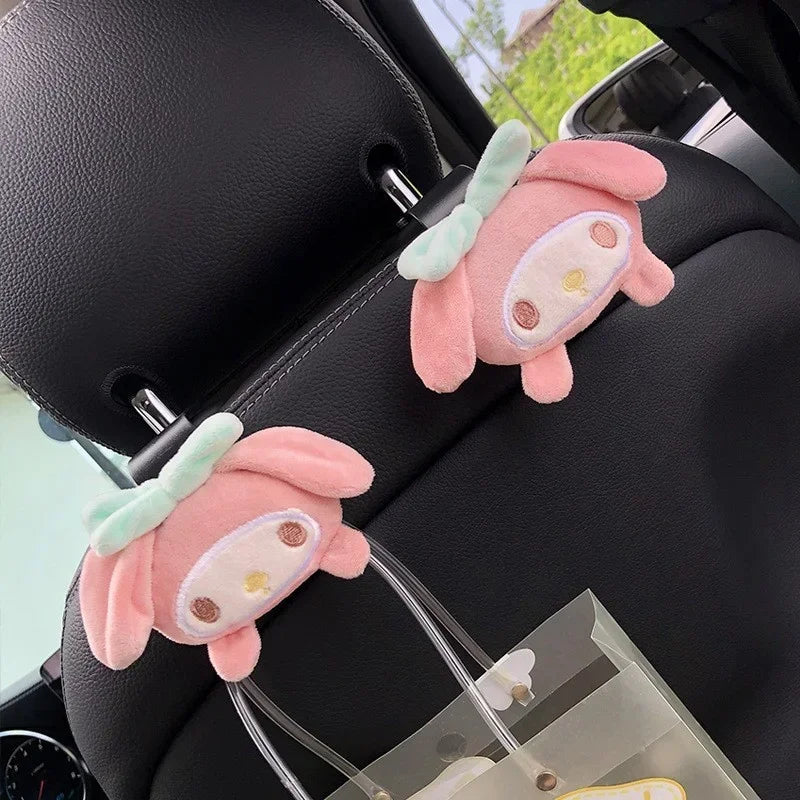 Sanrio Anime Figure Peripherals Car Hook Hanbag Storage Organizer Interior Decoration Cute Kuromi My Melody Car Seat Hook Gifts