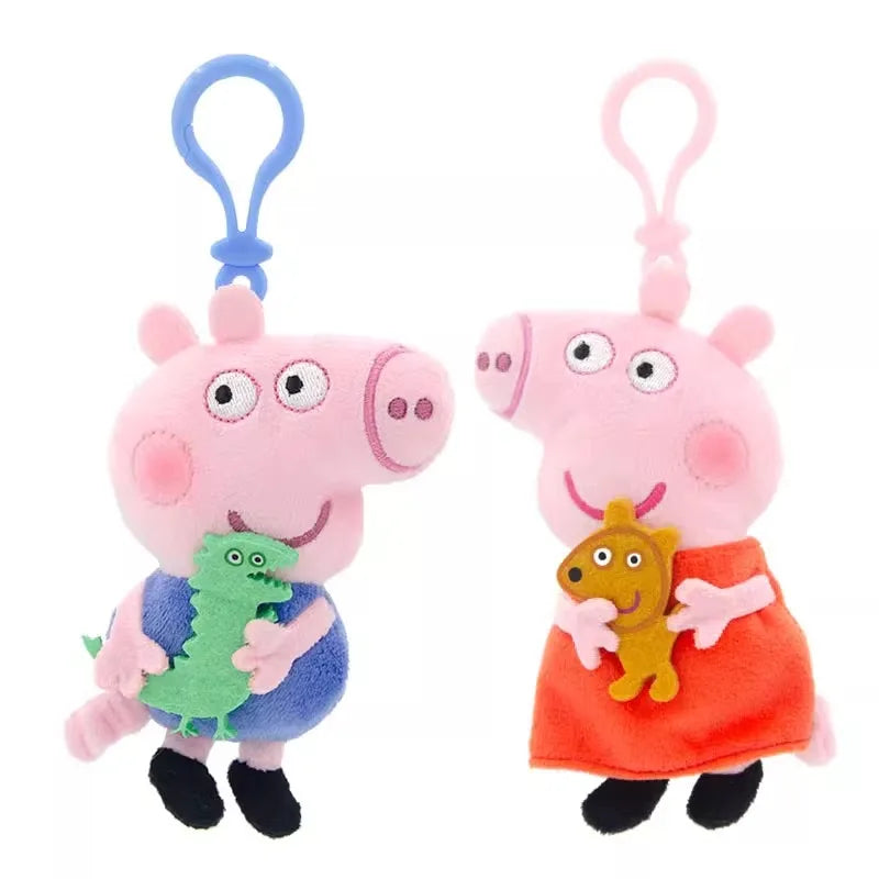 本物のペッパピッグジョージぬいぐるみおもちゃ高品質キーリングホット漫画動物キーチェーン人形ペンダント子供クリスマスギフト